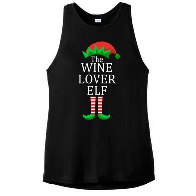 Wine Lover Elf Family Matching Christmas Ladies PosiCharge Tri-Blend Wicking Tank