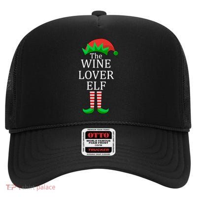 Wine Lover Elf Family Matching Christmas High Crown Mesh Back Trucker Hat