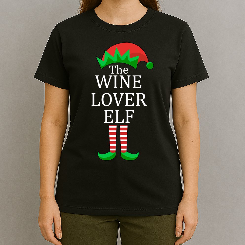 Wine Lover Elf Family Matching Christmas T-Shirt
