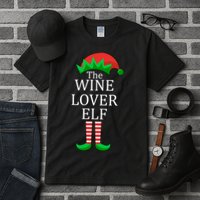 Wine Lover Elf Family Matching Christmas Tall T-Shirt