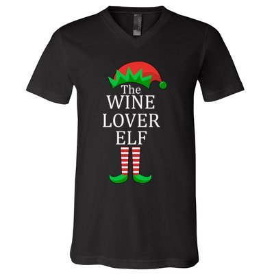 Wine Lover Elf Family Matching Christmas V-Neck T-Shirt