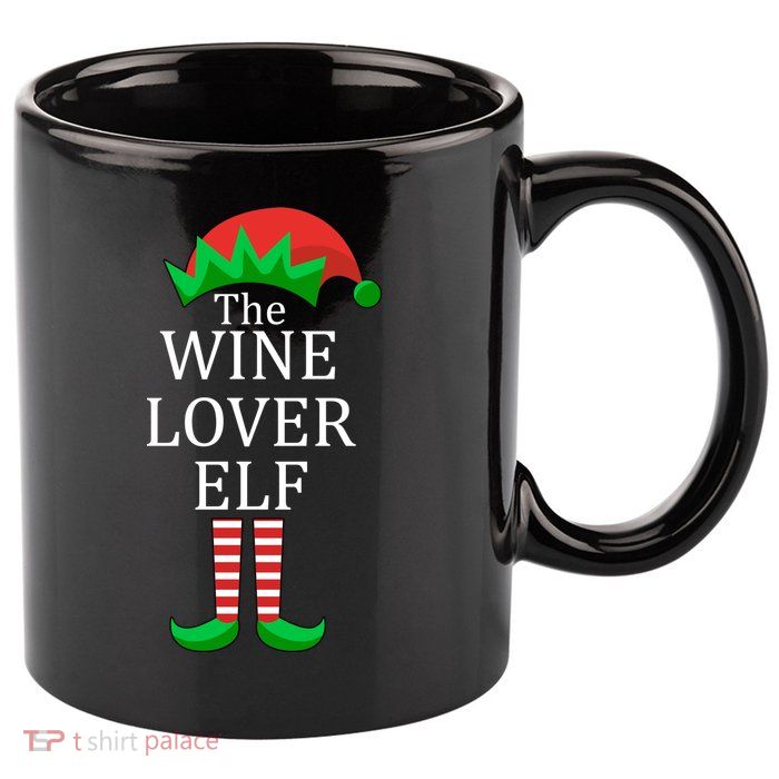 Wine Lover Elf Family Matching Christmas 11oz C Handle Ceramic Mug