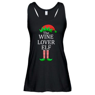 Wine Lover Elf Family Matching Christmas Ladies Essential Flowy Tank