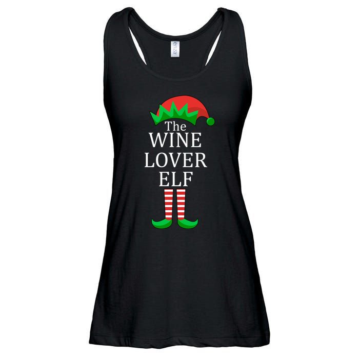 Wine Lover Elf Family Matching Christmas Ladies Essential Flowy Tank