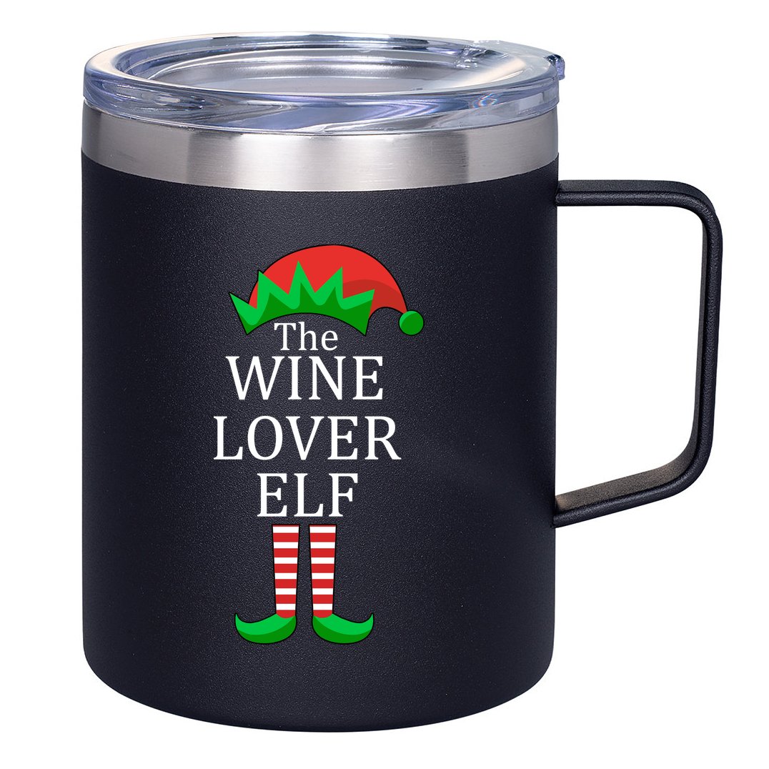 Wine Lover Elf Family Matching Christmas 12oz Stainless Steel Coffee Mug