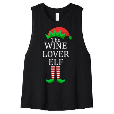 Wine Lover Elf Family Matching Christmas Women's Racerback Cropped Tank