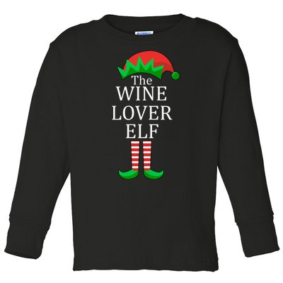 Wine Lover Elf Family Matching Christmas Toddler Long Sleeve Shirt