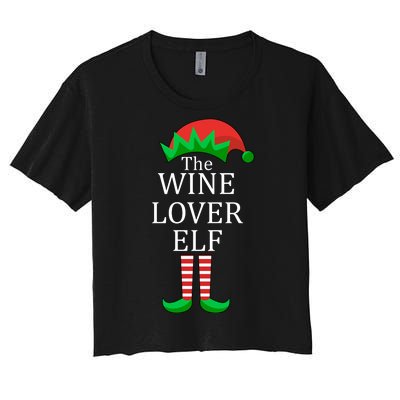 Wine Lover Elf Family Matching Christmas Women's Crop Top Tee