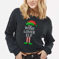 Wine Lover Elf Family Matching Christmas Cropped Pullover Crew