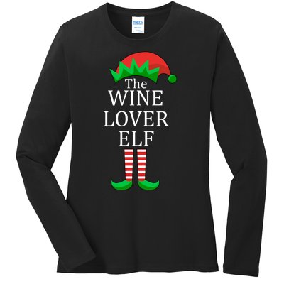 Wine Lover Elf Family Matching Christmas Ladies Long Sleeve Shirt