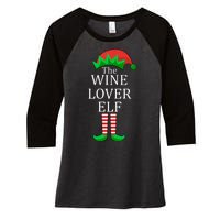 Wine Lover Elf Family Matching Christmas Women's Tri-Blend 3/4-Sleeve Raglan Shirt