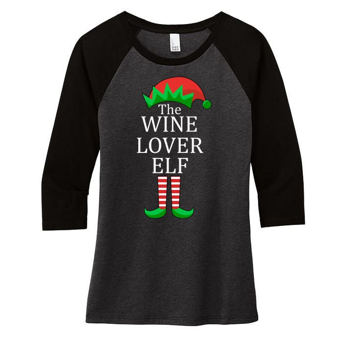 Wine Lover Elf Family Matching Christmas Women's Tri-Blend 3/4-Sleeve Raglan Shirt