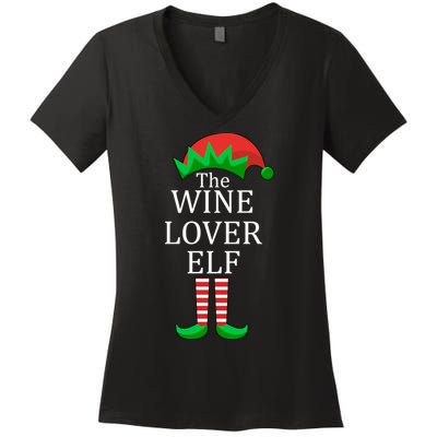 Wine Lover Elf Family Matching Christmas Women's V-Neck T-Shirt