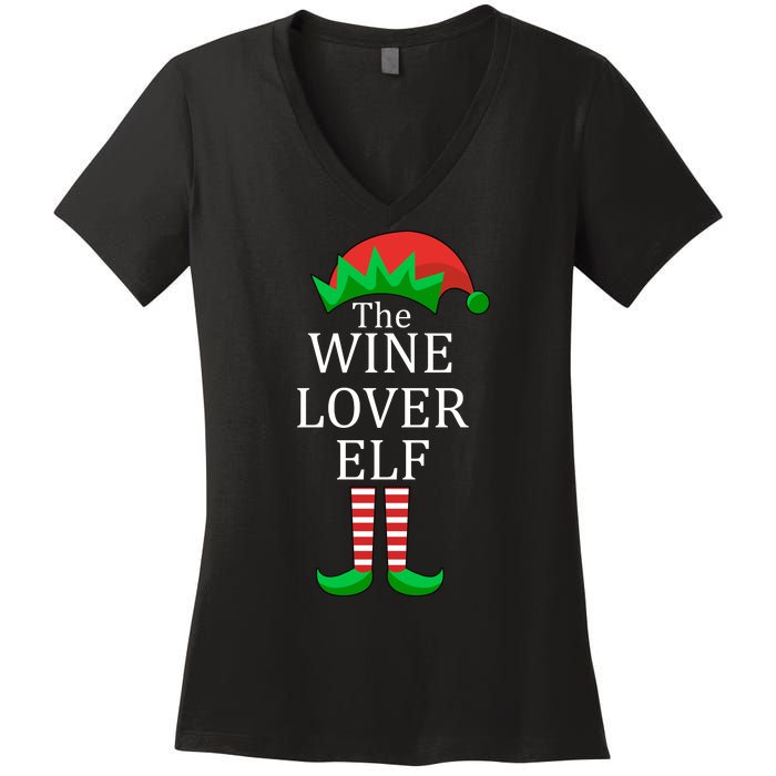 Wine Lover Elf Family Matching Christmas Women's V-Neck T-Shirt