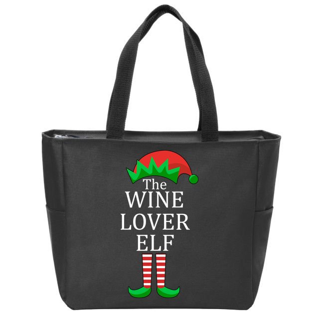 Wine Lover Elf Family Matching Christmas Zip Tote Bag