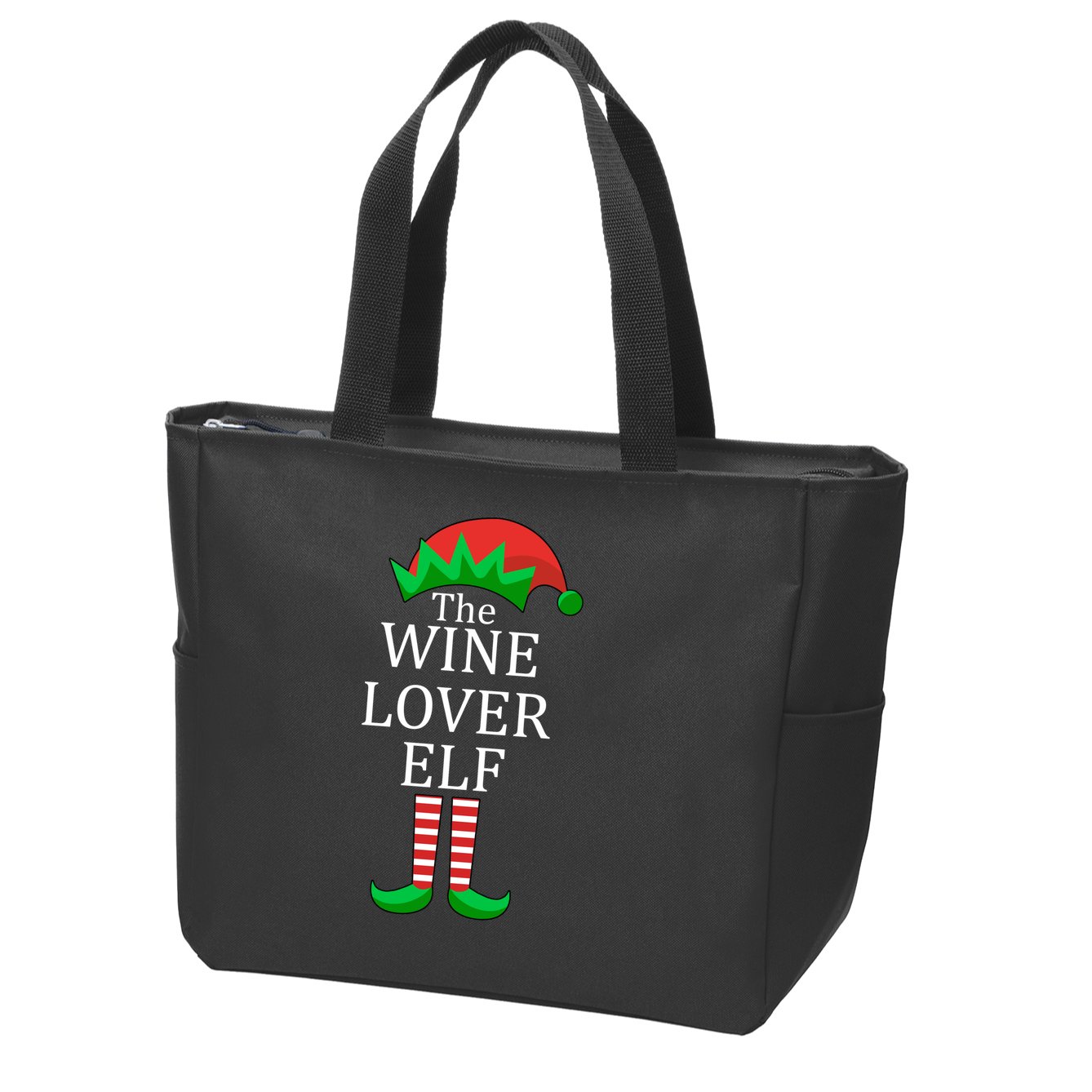 Wine Lover Elf Family Matching Christmas Zip Tote Bag