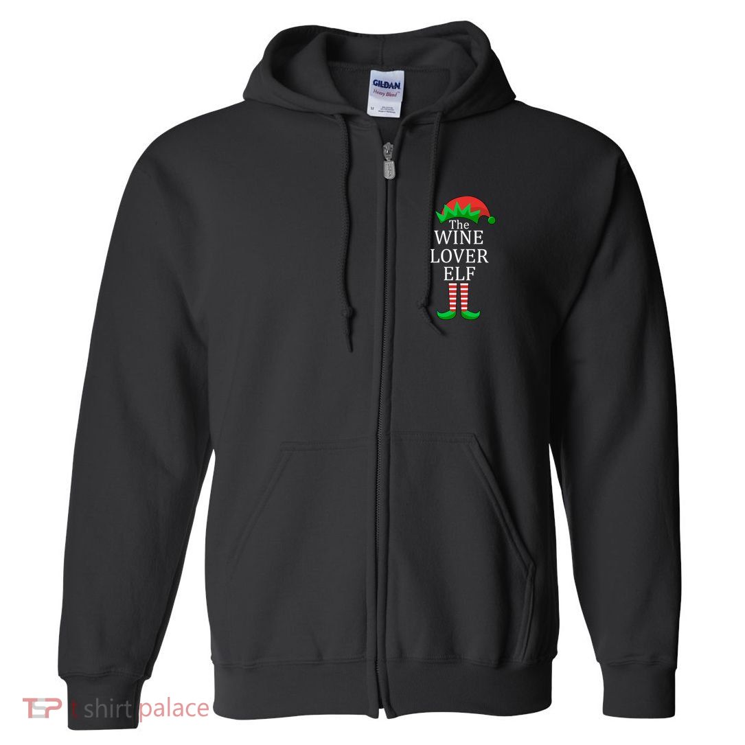 Wine Lover Elf Family Matching Christmas Full Zip Hoodie
