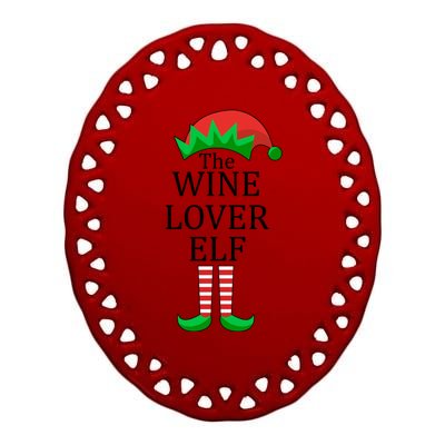 Wine Lover Elf Family Matching Christmas Ceramic Oval Ornament