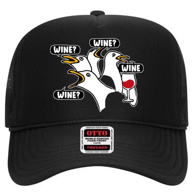 Wine Seagulls High Crown Mesh Back Trucker Hat