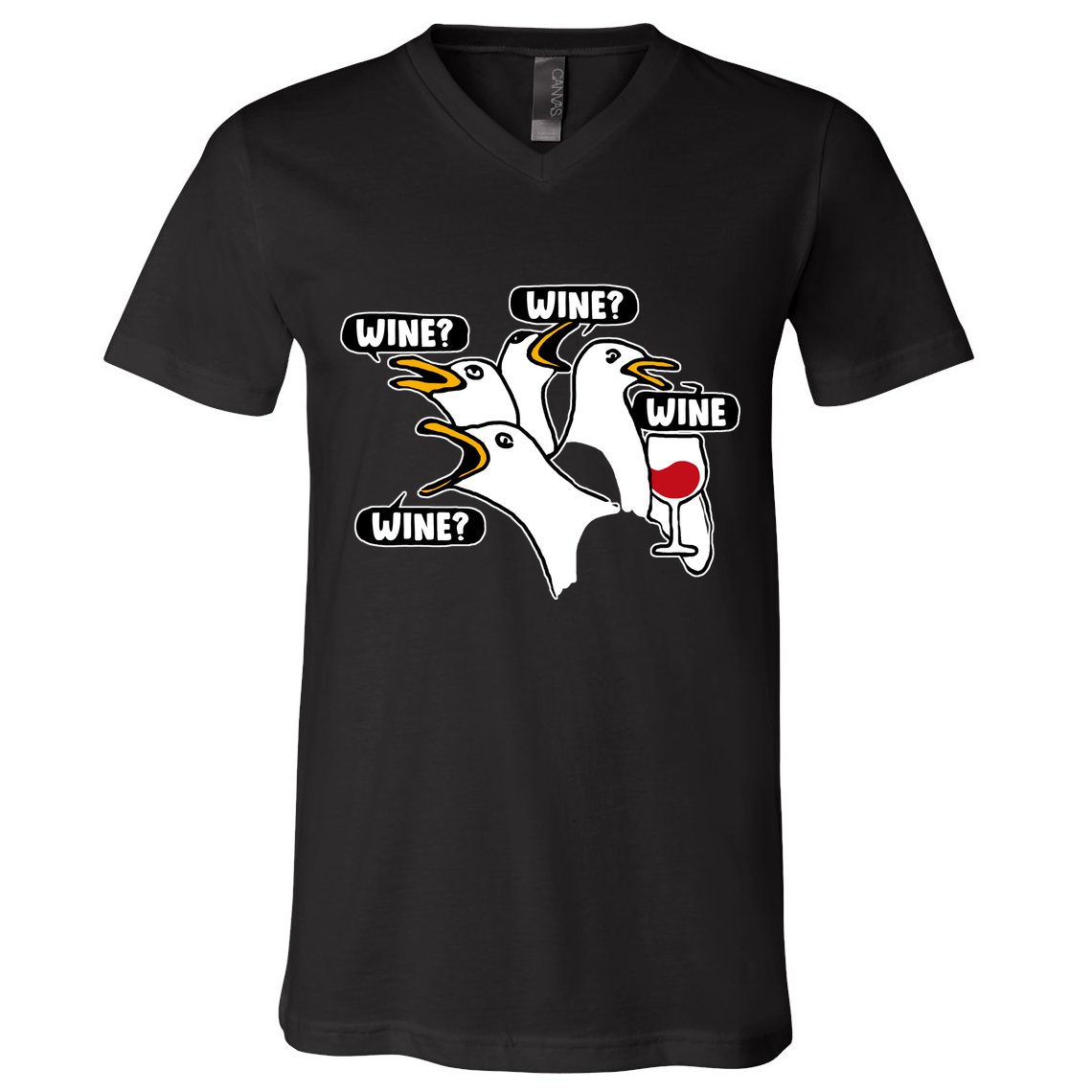 Wine Seagulls V-Neck T-Shirt