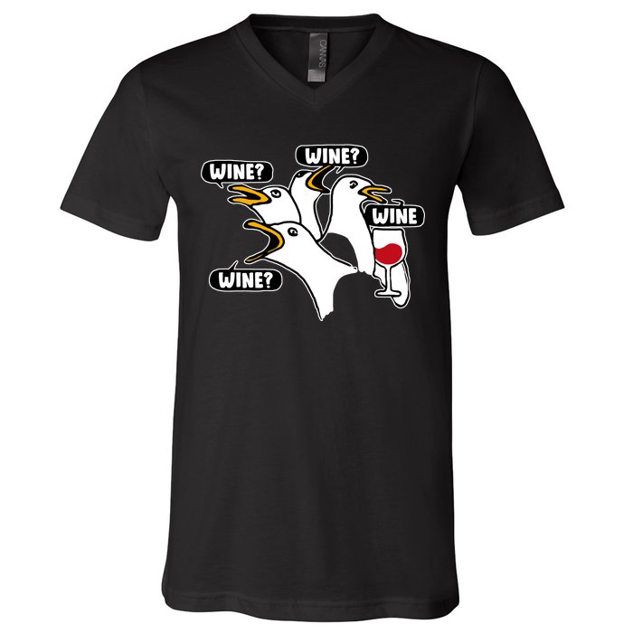 Wine Seagulls V-Neck T-Shirt