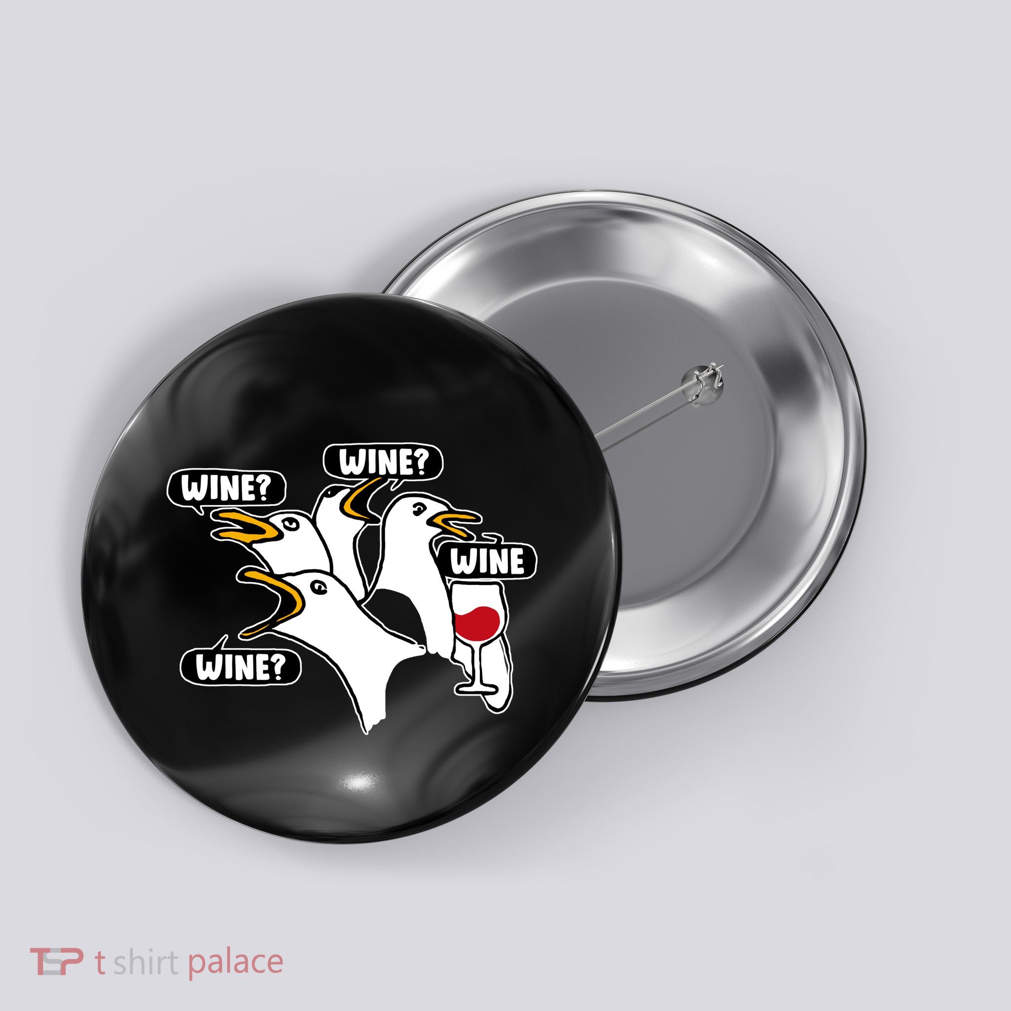 Wine Seagulls Button