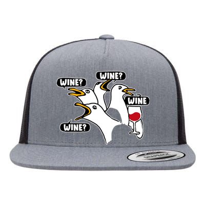 Wine Seagulls Flat Bill Trucker Hat