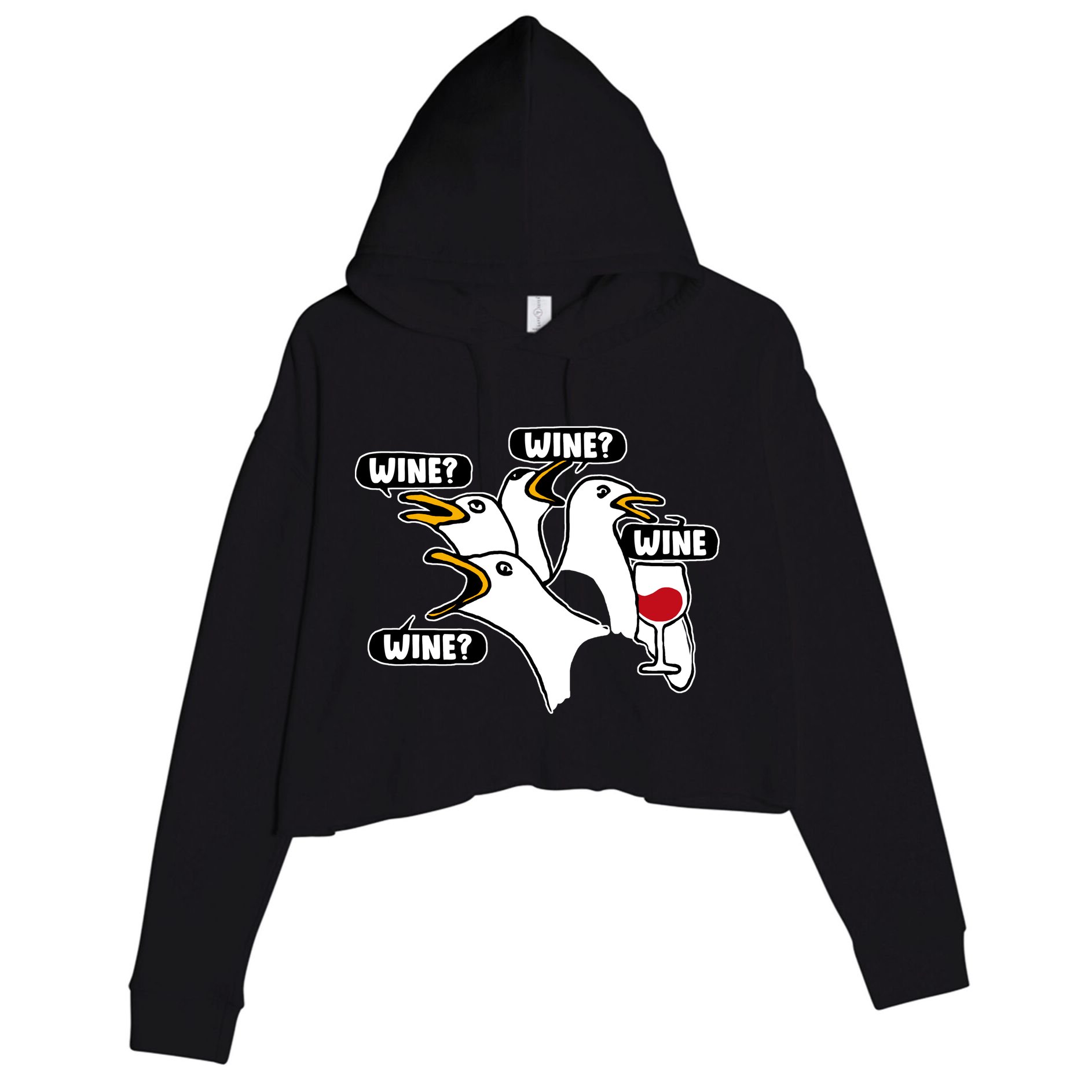 Wine Seagulls Crop Fleece Hoodie