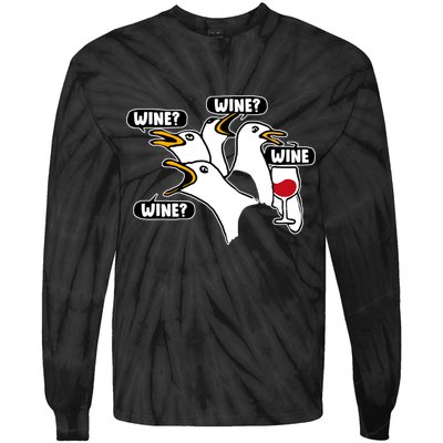 Wine Seagulls Tie-Dye Long Sleeve Shirt