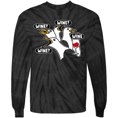 Wine Seagulls Tie-Dye Long Sleeve Shirt