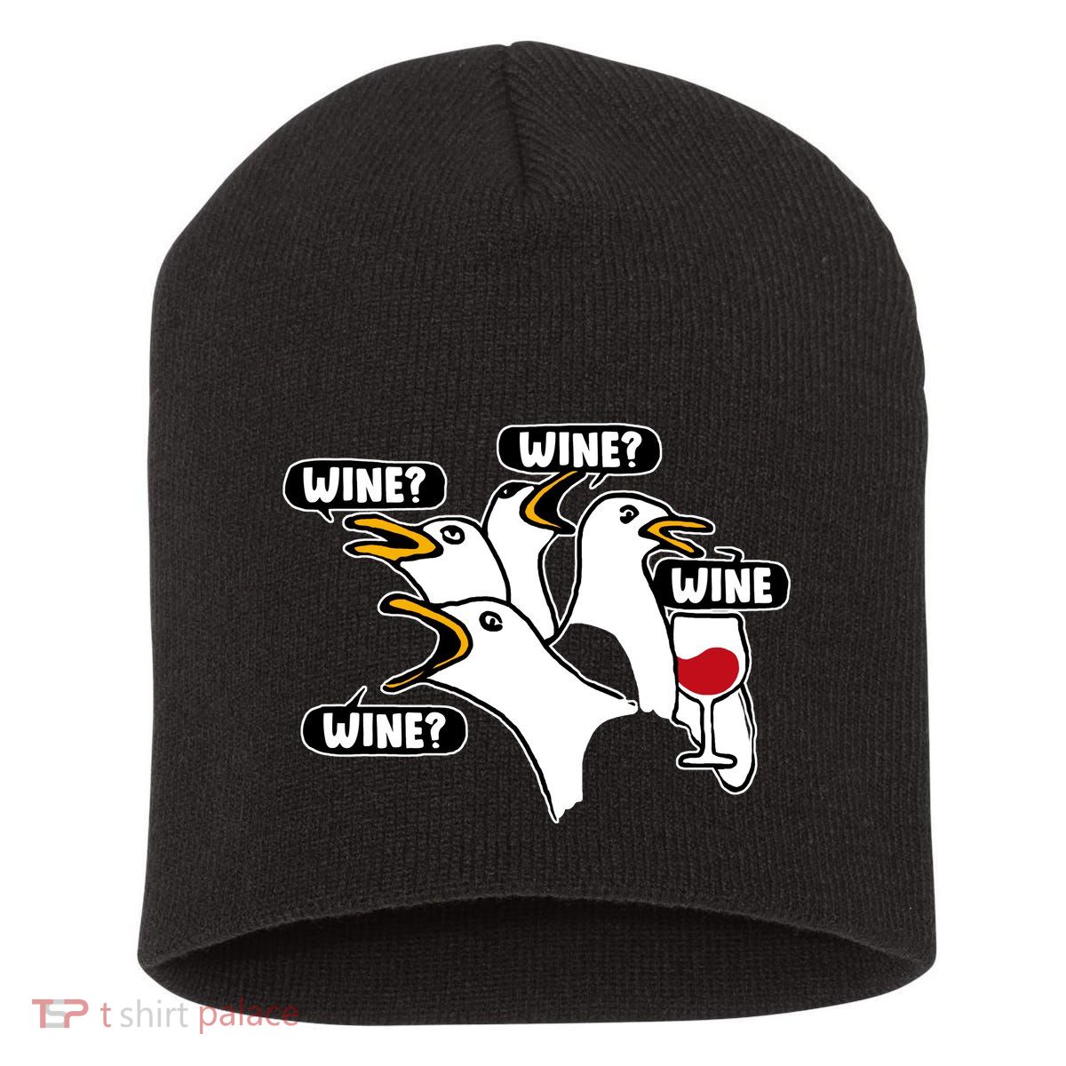 Wine Seagulls Short Acrylic Beanie