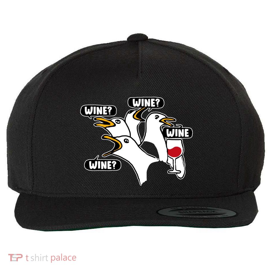 Wine Seagulls Wool Snapback Cap