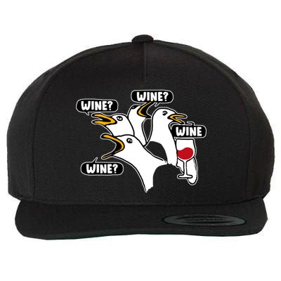 Wine Seagulls Wool Snapback Cap