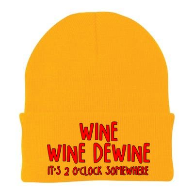 Wine Wine Dewine It's 2 O'Clock Somewhere Knit Cap Winter Beanie