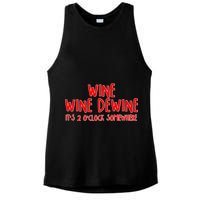 Wine Wine Dewine It's 2 O'Clock Somewhere Ladies PosiCharge Tri-Blend Wicking Tank