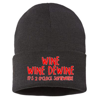 Wine Wine Dewine It's 2 O'Clock Somewhere Sustainable Knit Beanie