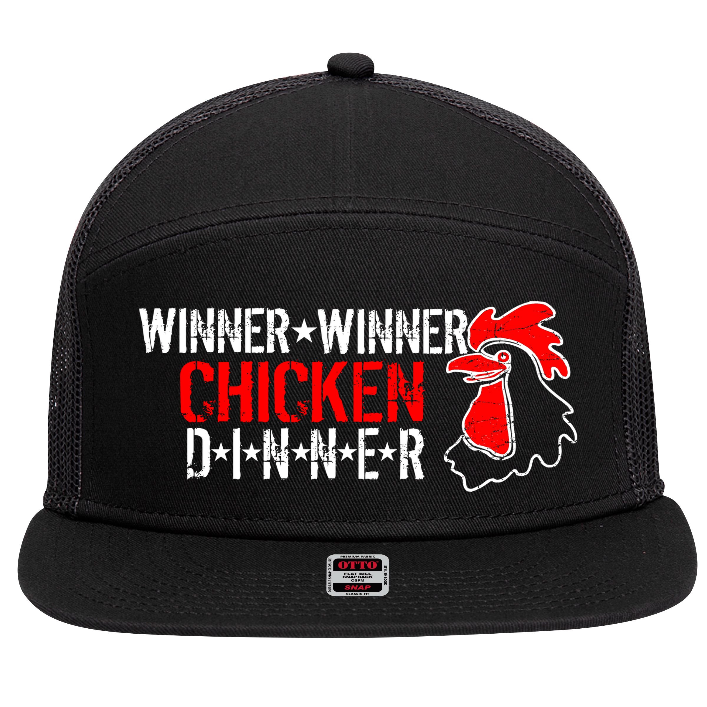 Winner Winner Chicken Dinner 7 Panel Mesh Trucker Snapback Hat