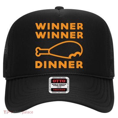 Winner Winner Chicken Dinner Funny Gaming High Crown Mesh Back Trucker Hat