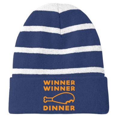 Winner Winner Chicken Dinner Funny Gaming Striped Beanie with Solid Band