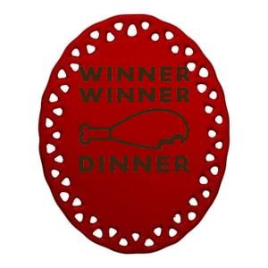 Winner Winner Chicken Dinner Funny Gaming Ceramic Oval Ornament