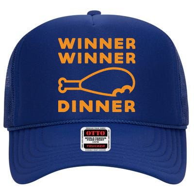 Winner Winner Chicken Dinner Funny Gaming High Crown Mesh Back Trucker Hat