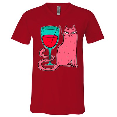 Wino Kitty V-Neck T-Shirt