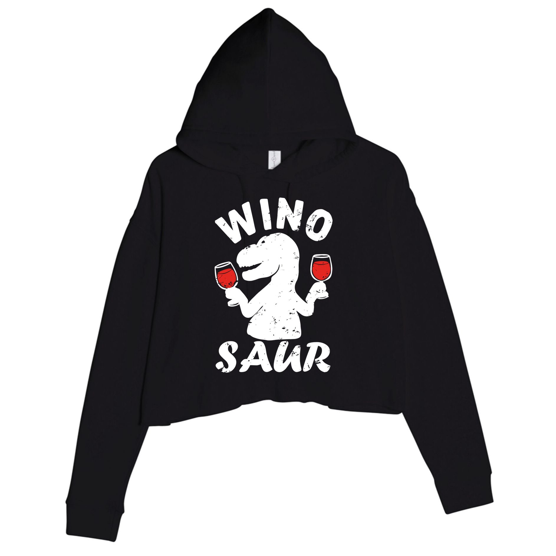 Wino Saur Funny Wine Crop Fleece Hoodie