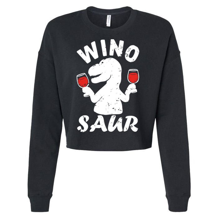 Wino Saur Funny Wine Cropped Pullover Crew