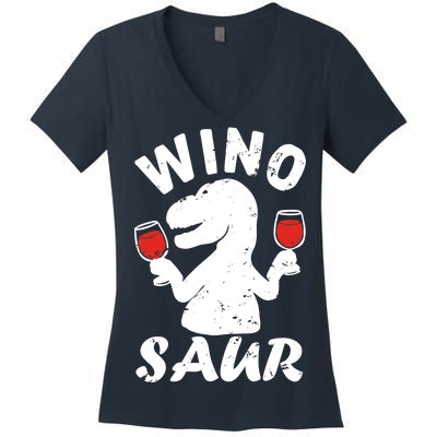 Wino Saur Funny Wine Women's V-Neck T-Shirt