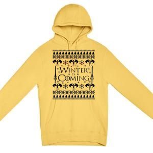 Winter is Coming Ugly Christmas Sweater Design Premium Pullover Hoodie