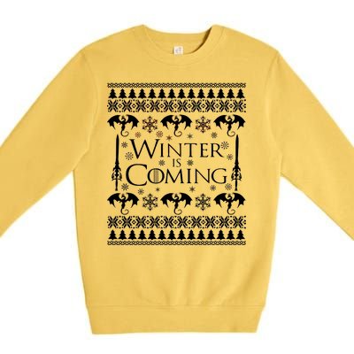 Winter is Coming Ugly Christmas Sweater Design Premium Crewneck Sweatshirt