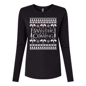 Winter is Coming Ugly Christmas Sweater Design Womens Cotton Relaxed Long Sleeve T-Shirt