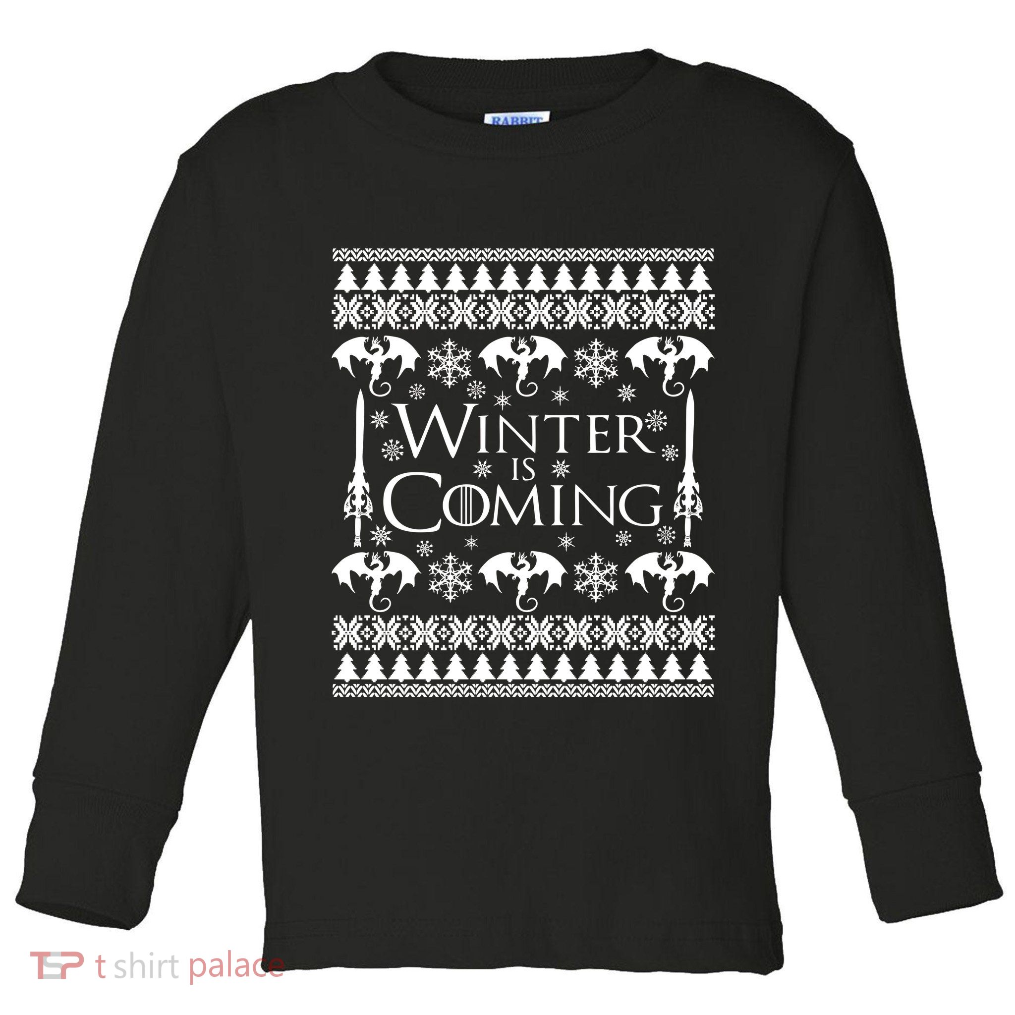 Winter is Coming Ugly Christmas Sweater Design Toddler Long Sleeve Shirt