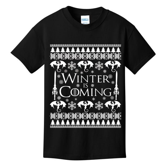 Winter is Coming Ugly Christmas Sweater Design Kids T-Shirt